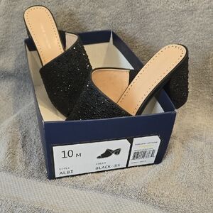 Adrienne Vittadini Black Sparkle Mules